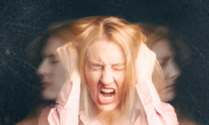 A woman depicting a different emotion, illustrating the complexity of emotional dysregulation in ADHD.